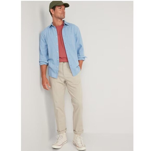 Old Navy Ultimate Straight Built-In Flex Tan/Beige Chino Pants Men's Size 54x30